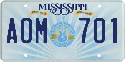 MS license plate AOM701