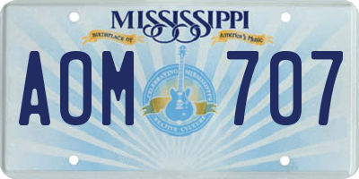 MS license plate AOM707