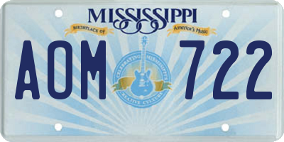 MS license plate AOM722