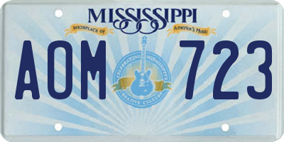 MS license plate AOM723