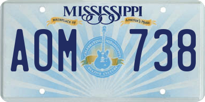 MS license plate AOM738