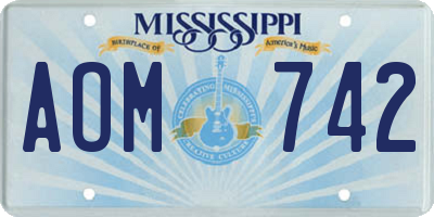 MS license plate AOM742