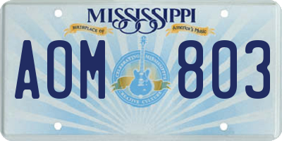 MS license plate AOM803