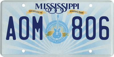 MS license plate AOM806