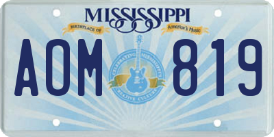 MS license plate AOM819