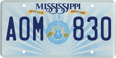 MS license plate AOM830