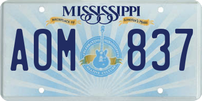 MS license plate AOM837