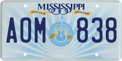 MS license plate AOM838