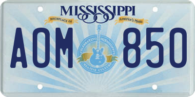 MS license plate AOM850