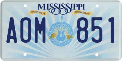 MS license plate AOM851