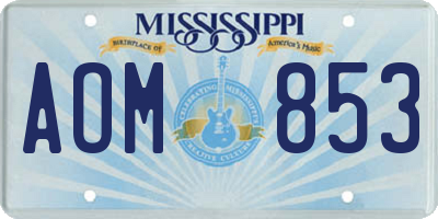 MS license plate AOM853