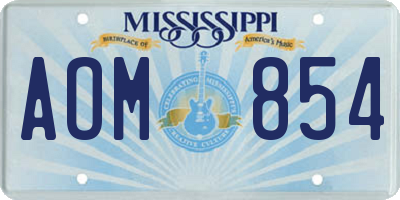 MS license plate AOM854