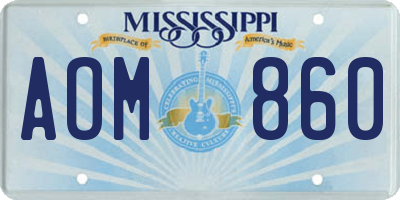 MS license plate AOM860