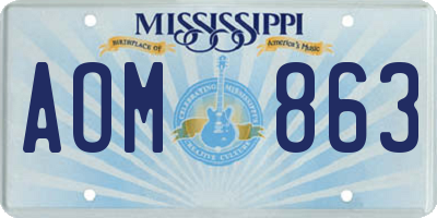 MS license plate AOM863