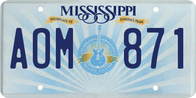 MS license plate AOM871