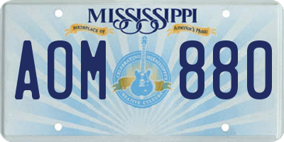 MS license plate AOM880