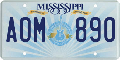 MS license plate AOM890