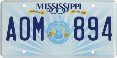 MS license plate AOM894