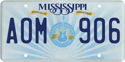 MS license plate AOM906