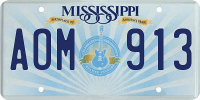 MS license plate AOM913
