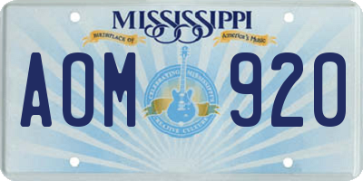 MS license plate AOM920