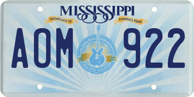MS license plate AOM922