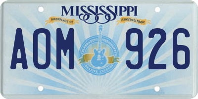 MS license plate AOM926