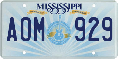 MS license plate AOM929