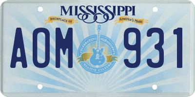 MS license plate AOM931