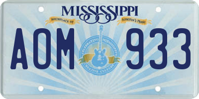 MS license plate AOM933