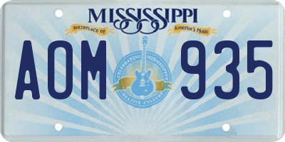MS license plate AOM935