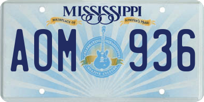 MS license plate AOM936
