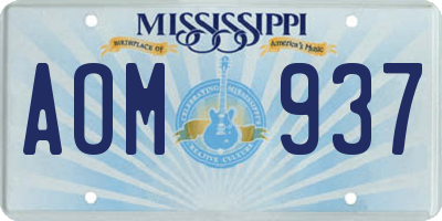 MS license plate AOM937