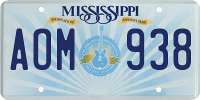 MS license plate AOM938