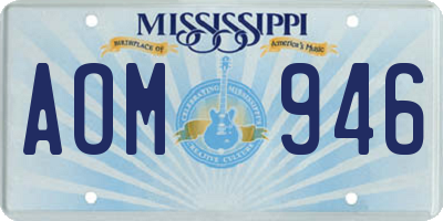 MS license plate AOM946