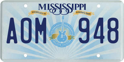 MS license plate AOM948