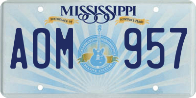 MS license plate AOM957