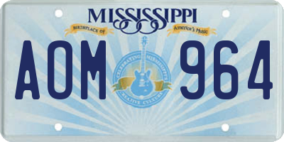 MS license plate AOM964