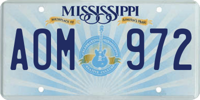MS license plate AOM972