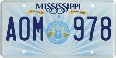 MS license plate AOM978