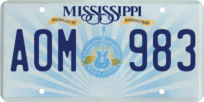MS license plate AOM983