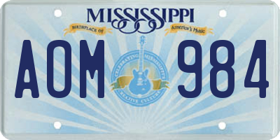MS license plate AOM984