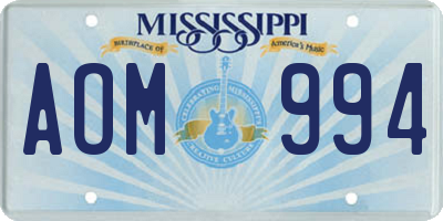 MS license plate AOM994