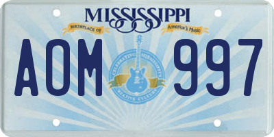 MS license plate AOM997