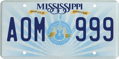 MS license plate AOM999