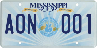 MS license plate AON001