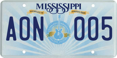MS license plate AON005