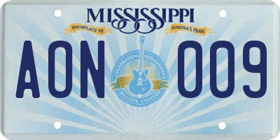 MS license plate AON009