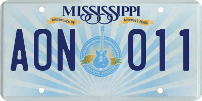 MS license plate AON011
