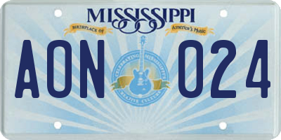 MS license plate AON024
